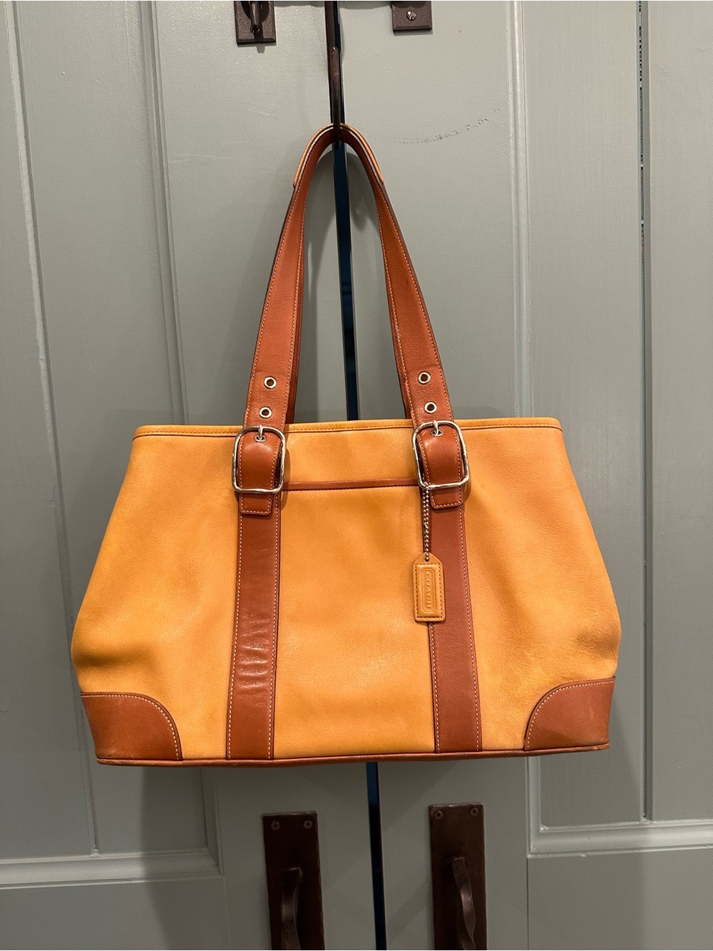 Coach Hampton Two Handle Tote in Ochre/Brown